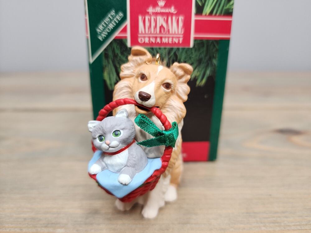 Hallmark 1991 Tramp and Laddie Dog Cat Puppy Kitten Christmas Ornament
